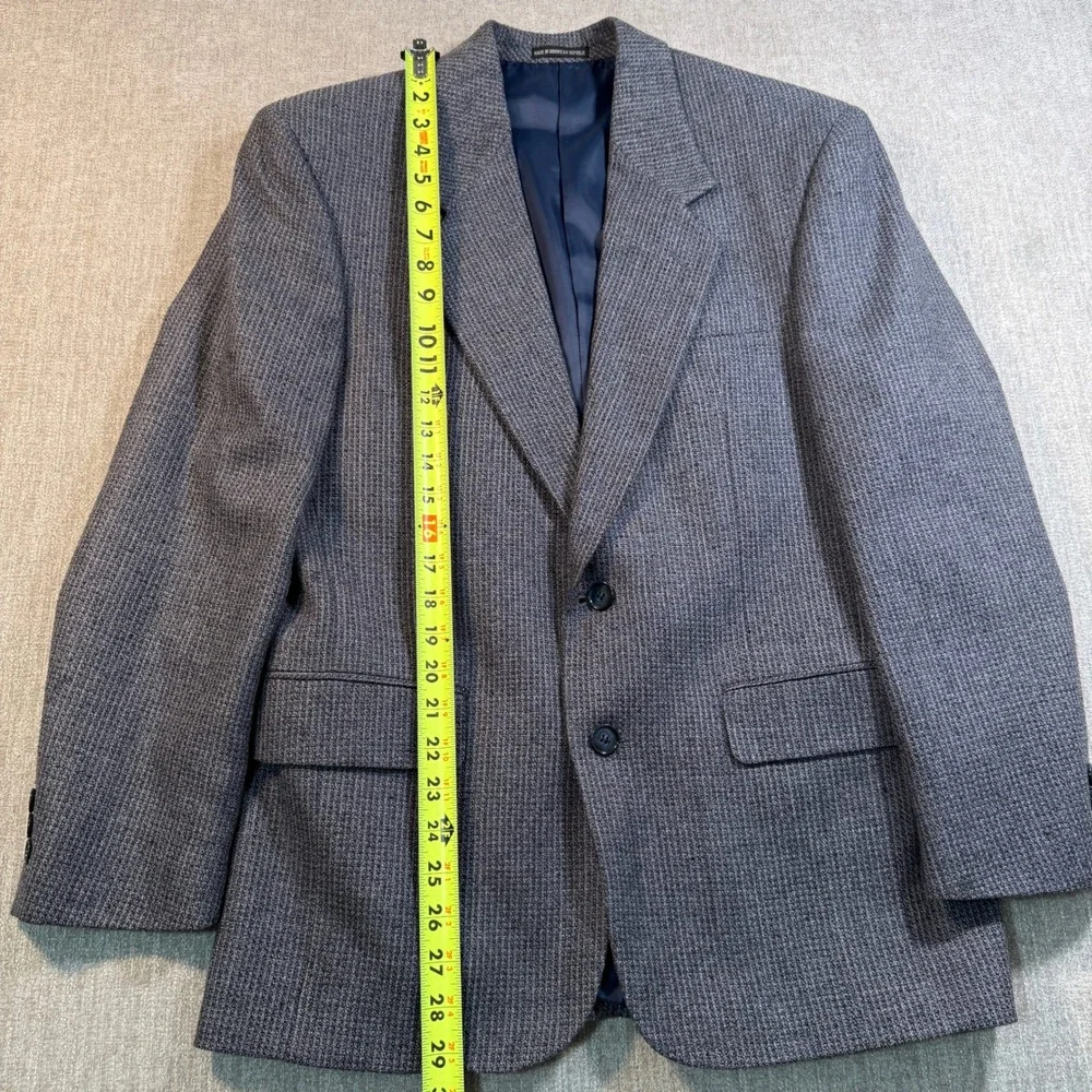 Versini Mens Silk Wool Blend Blazer Gray Textured Sport Coat Size 37 S.B.